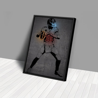 Tom Brady Neon Canvas Art | Modern Wall Decor for Buccaneers Fans