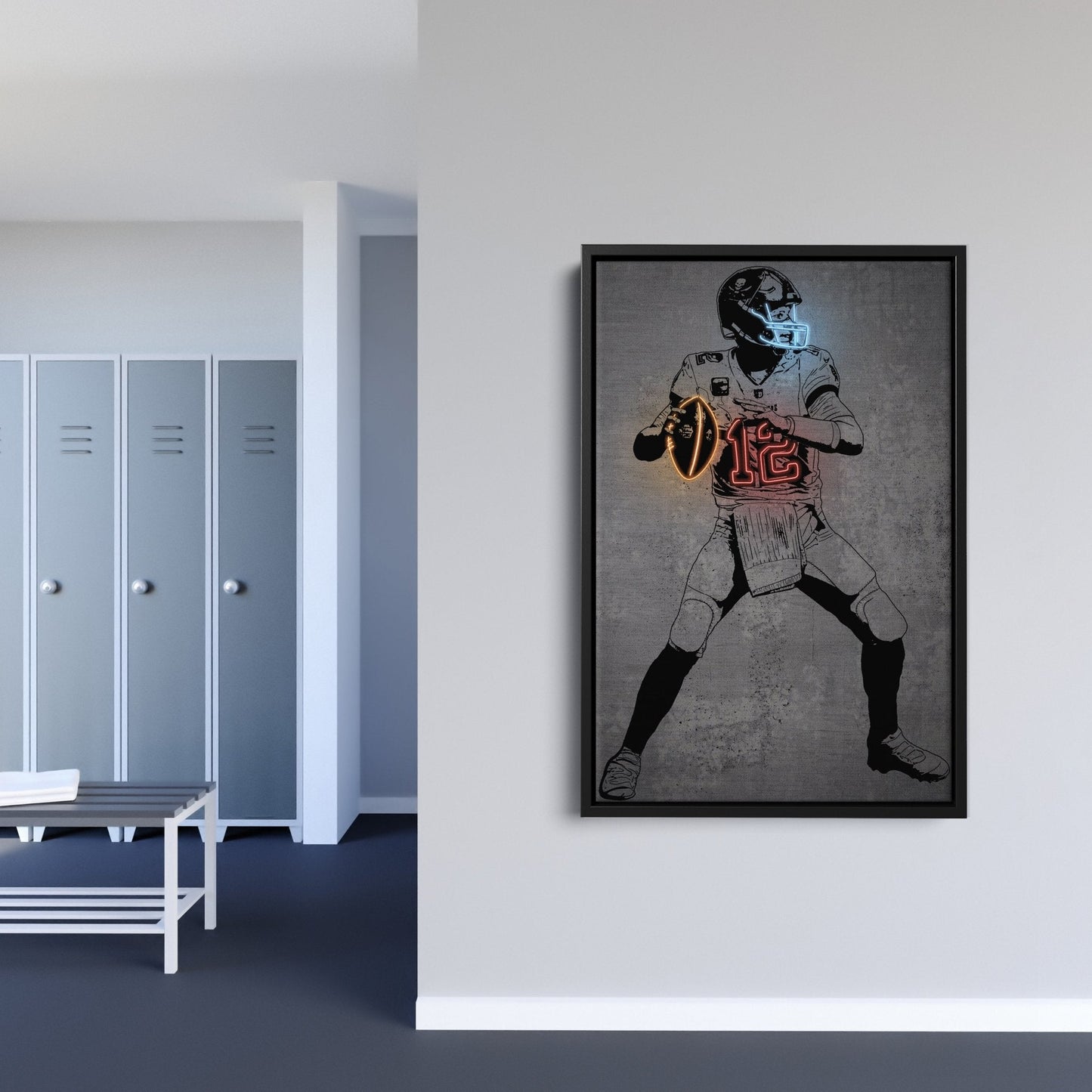 Tom Brady Neon Canvas Art | Modern Wall Decor for Buccaneers Fans