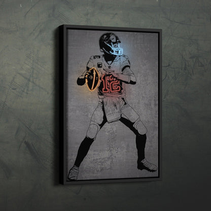 Tom Brady Neon Canvas Art | Modern Wall Decor for Buccaneers Fans