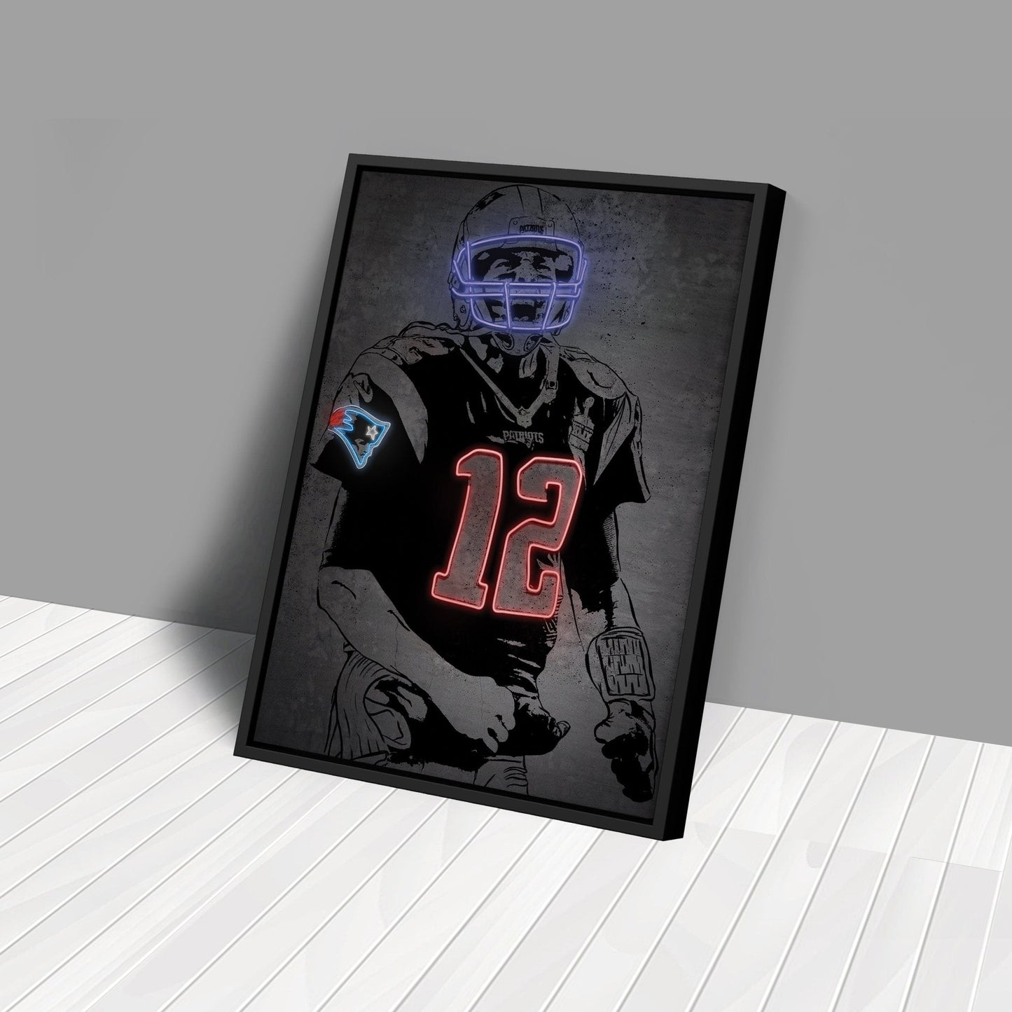 Tom Brady Neon Canvas Art | Modern Wall Decor for Patriots Fans
