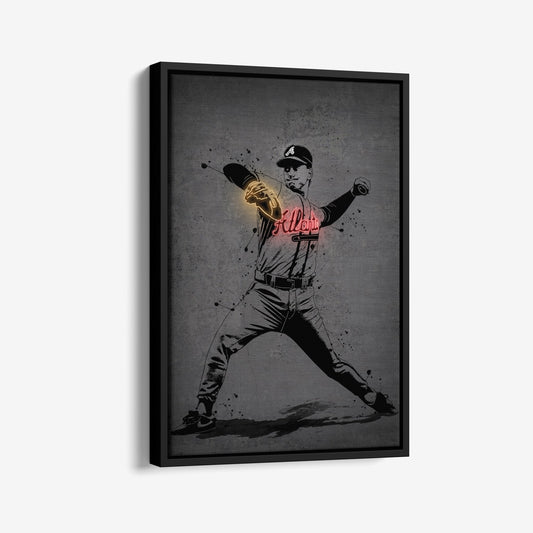 Tom Glavine Neon Canvas Art | Modern Wall Decor for Braves Fans