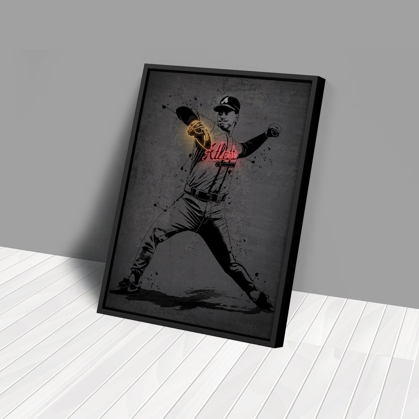 Tom Glavine Neon Canvas Art | Modern Wall Decor for Braves Fans