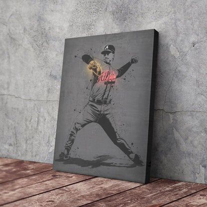 Tom Glavine Neon Canvas Art | Modern Wall Decor for Braves Fans