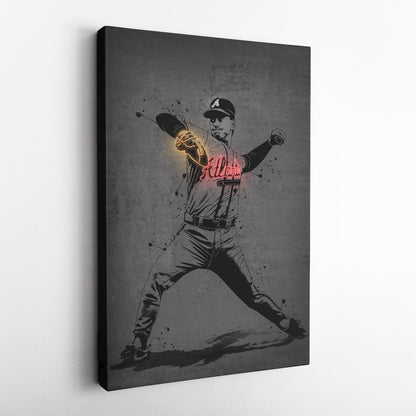 Tom Glavine Neon Canvas Art | Modern Wall Decor for Braves Fans