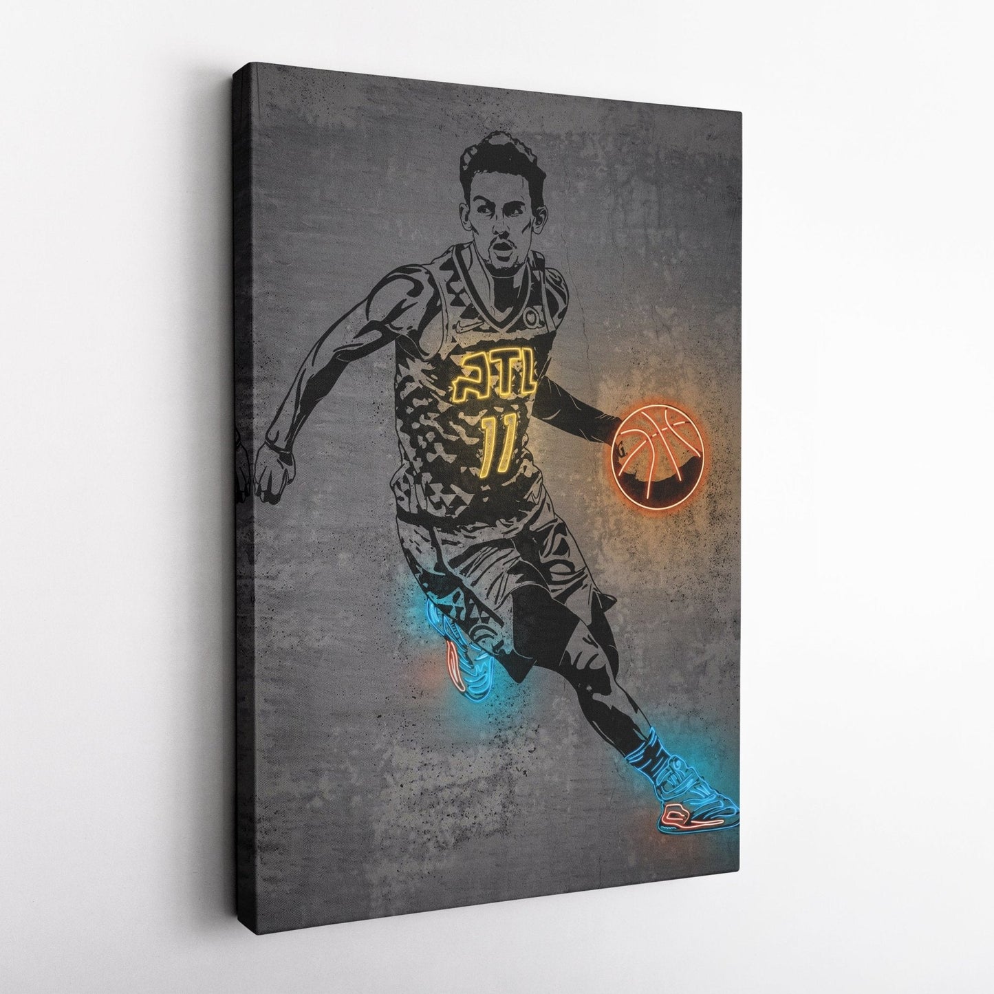 Trae Young Neon Canvas Art | Modern Wall Decor for Hawks Fans