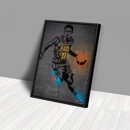 Trae Young Neon Canvas Art | Modern Wall Decor for Hawks Fans