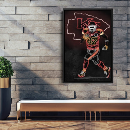 Travis Kelce Neon Canvas Art | Chiefs Wall Decor