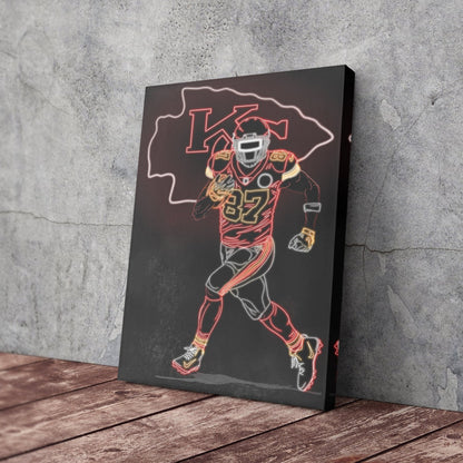 Travis Kelce Neon Canvas Art | Chiefs Wall Decor