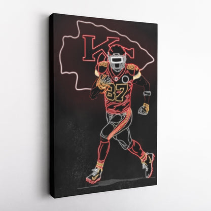 Travis Kelce Neon Canvas Art | Chiefs Wall Decor