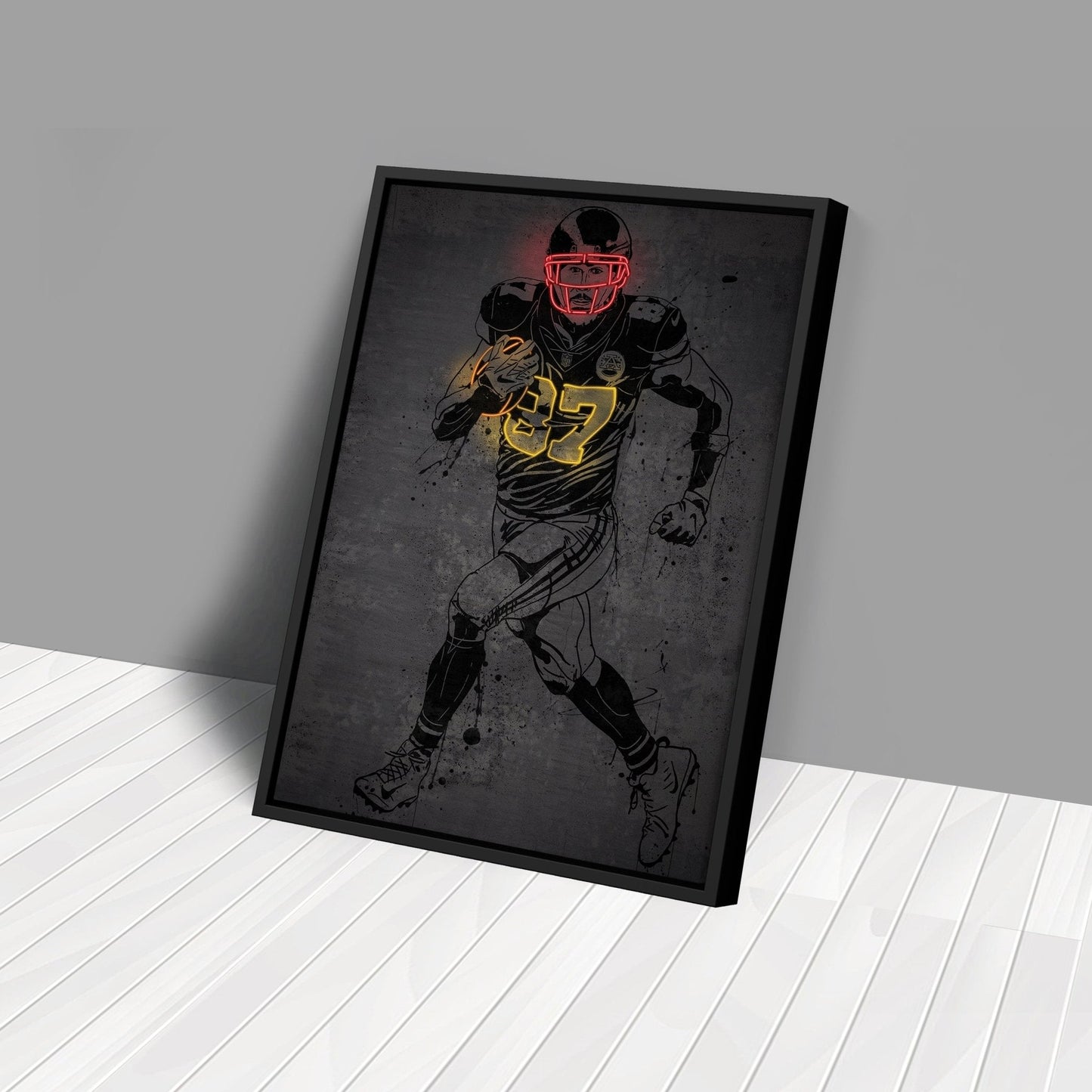 Travis Kelce Neon Canvas Art | Modern Wall Decor for Chiefs Fans