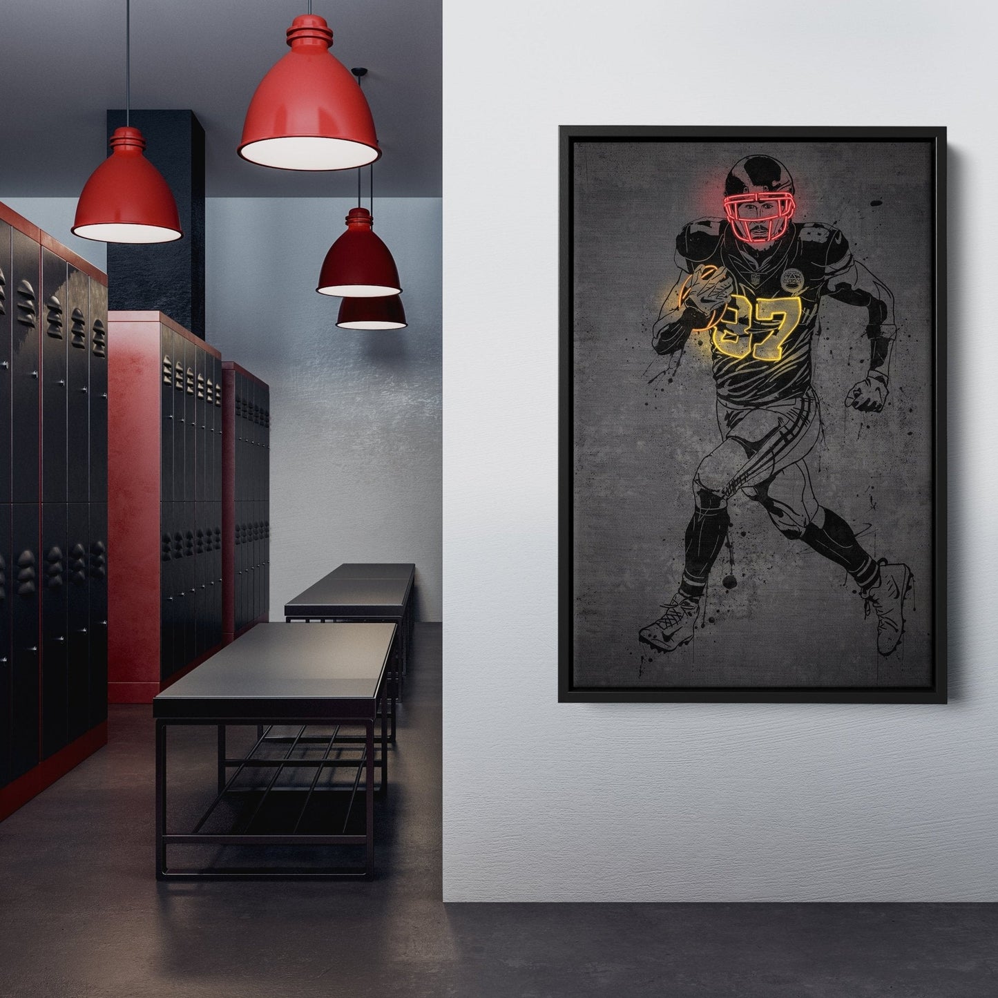 Travis Kelce Neon Canvas Art | Modern Wall Decor for Chiefs Fans