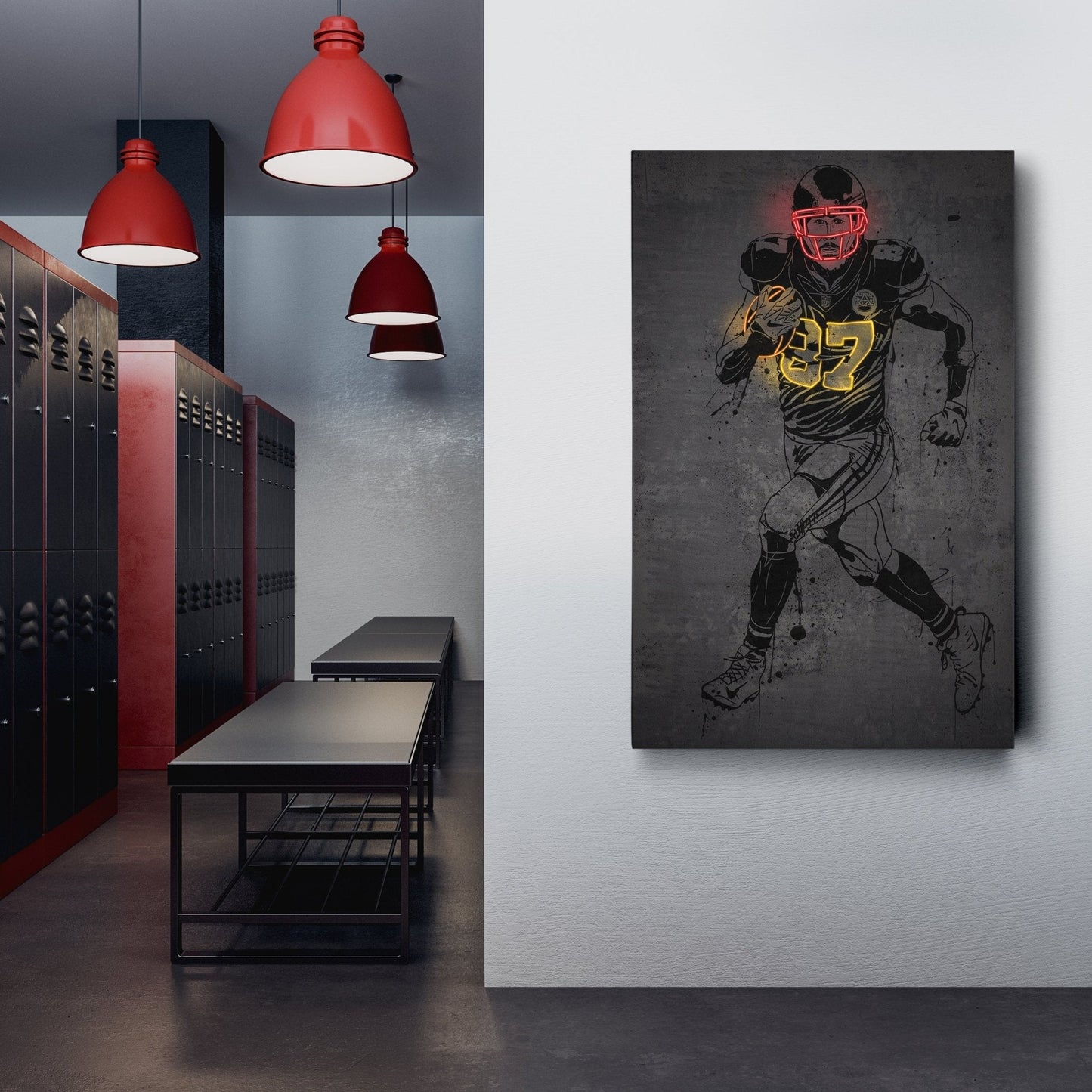 Travis Kelce Neon Canvas Art | Modern Wall Decor for Chiefs Fans