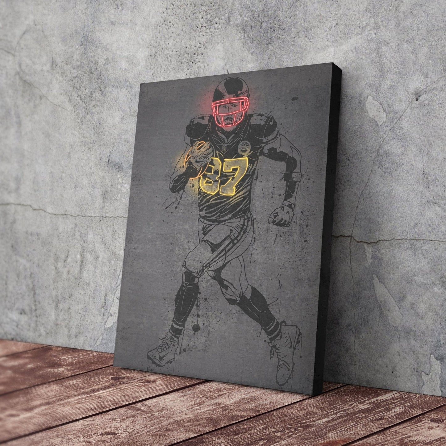 Travis Kelce Neon Canvas Art | Modern Wall Decor for Chiefs Fans
