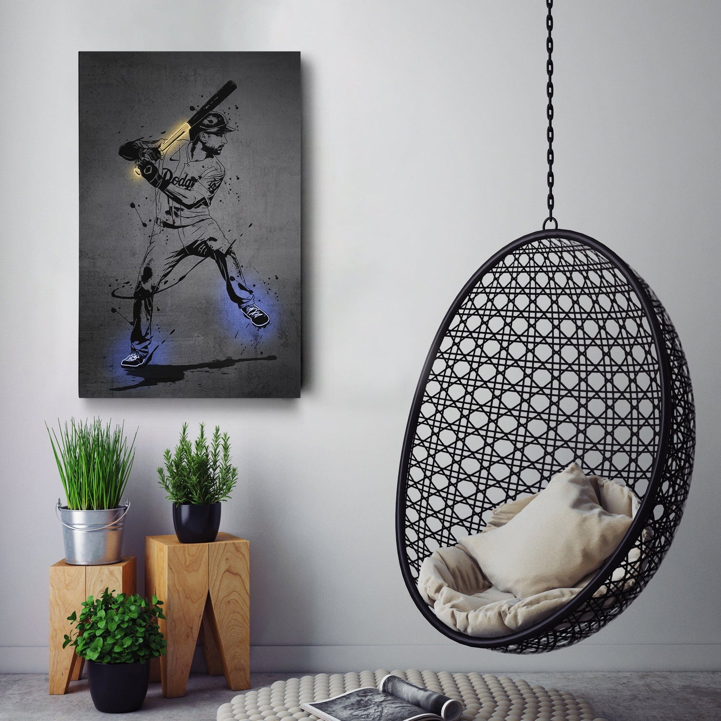 Trea Turner Neon Canvas Art | Modern Wall Decor for Dodgers Fans