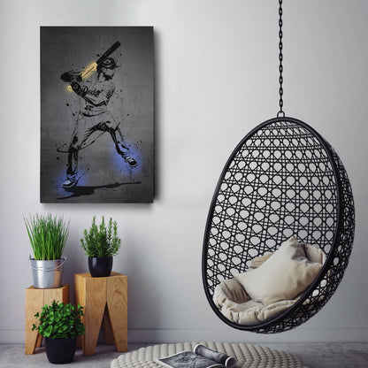 Trea Turner Neon Canvas Art | Modern Wall Decor for Dodgers Fans
