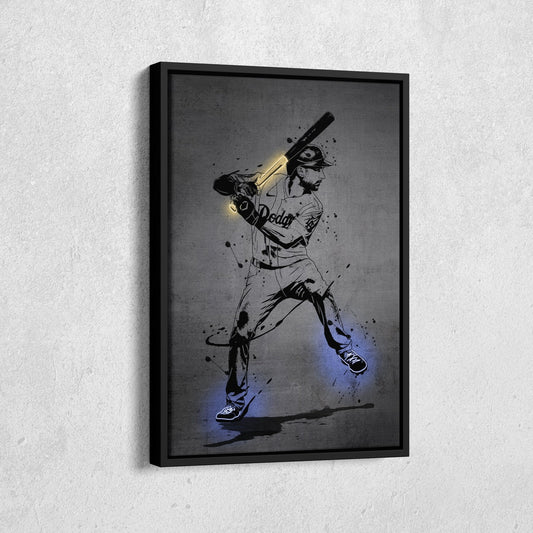 Trea Turner Neon Canvas Art | Modern Wall Decor for Dodgers Fans