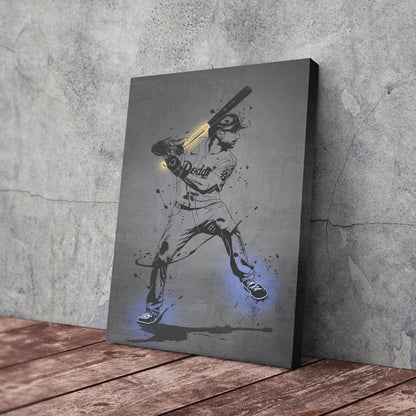 Trea Turner Neon Canvas Art | Modern Wall Decor for Dodgers Fans