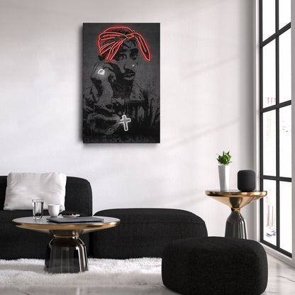 Tupac Neon Canvas Art | Music Wall Decor