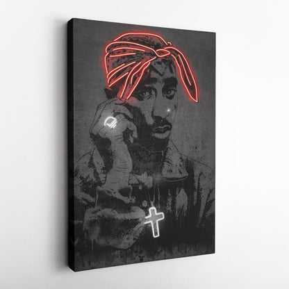 Tupac Neon Canvas Art | Music Wall Decor