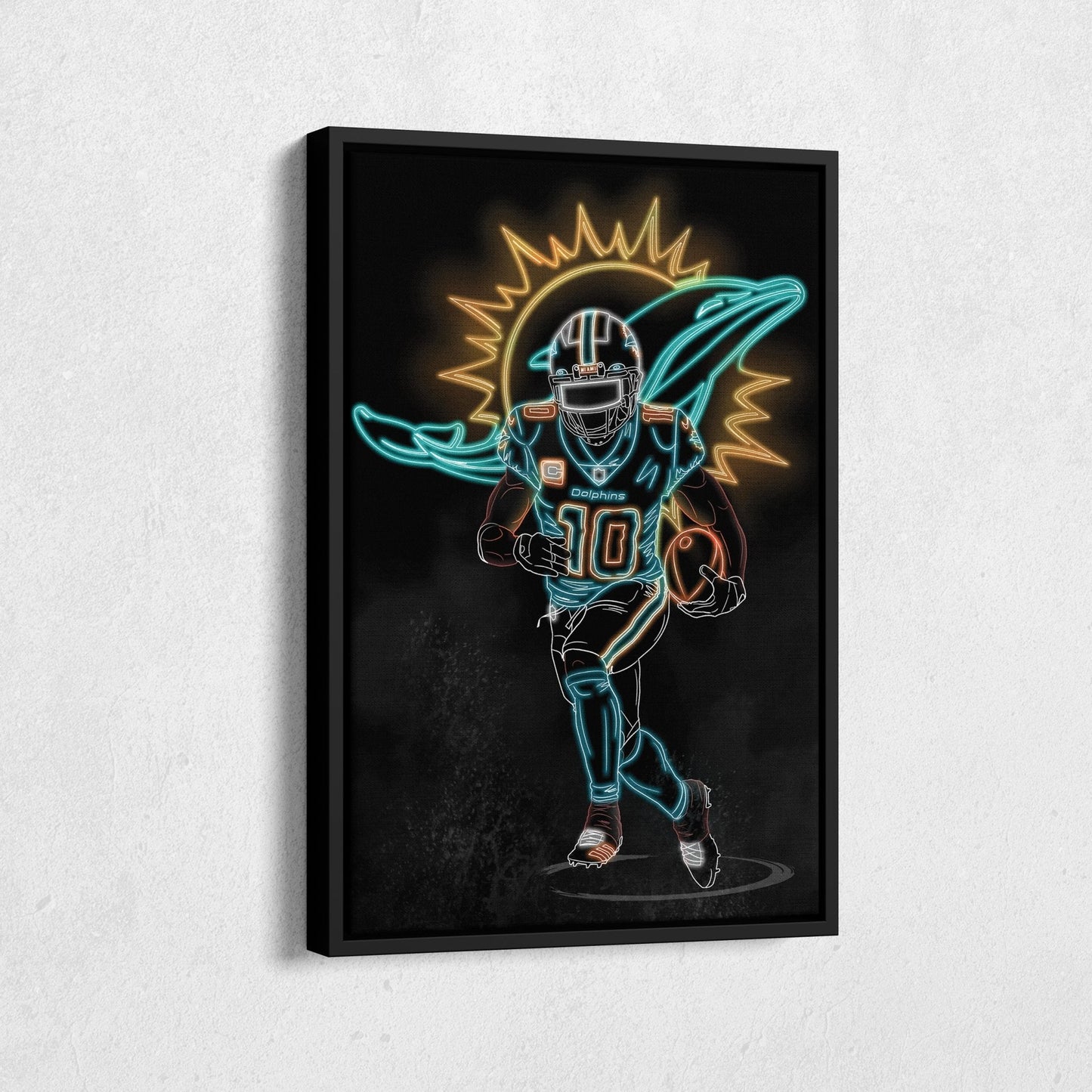 Tyreek Hill Neon Canvas Art | Dolphins Wall Decor