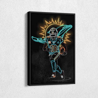 Tyreek Hill Neon Canvas Art | Dolphins Wall Decor