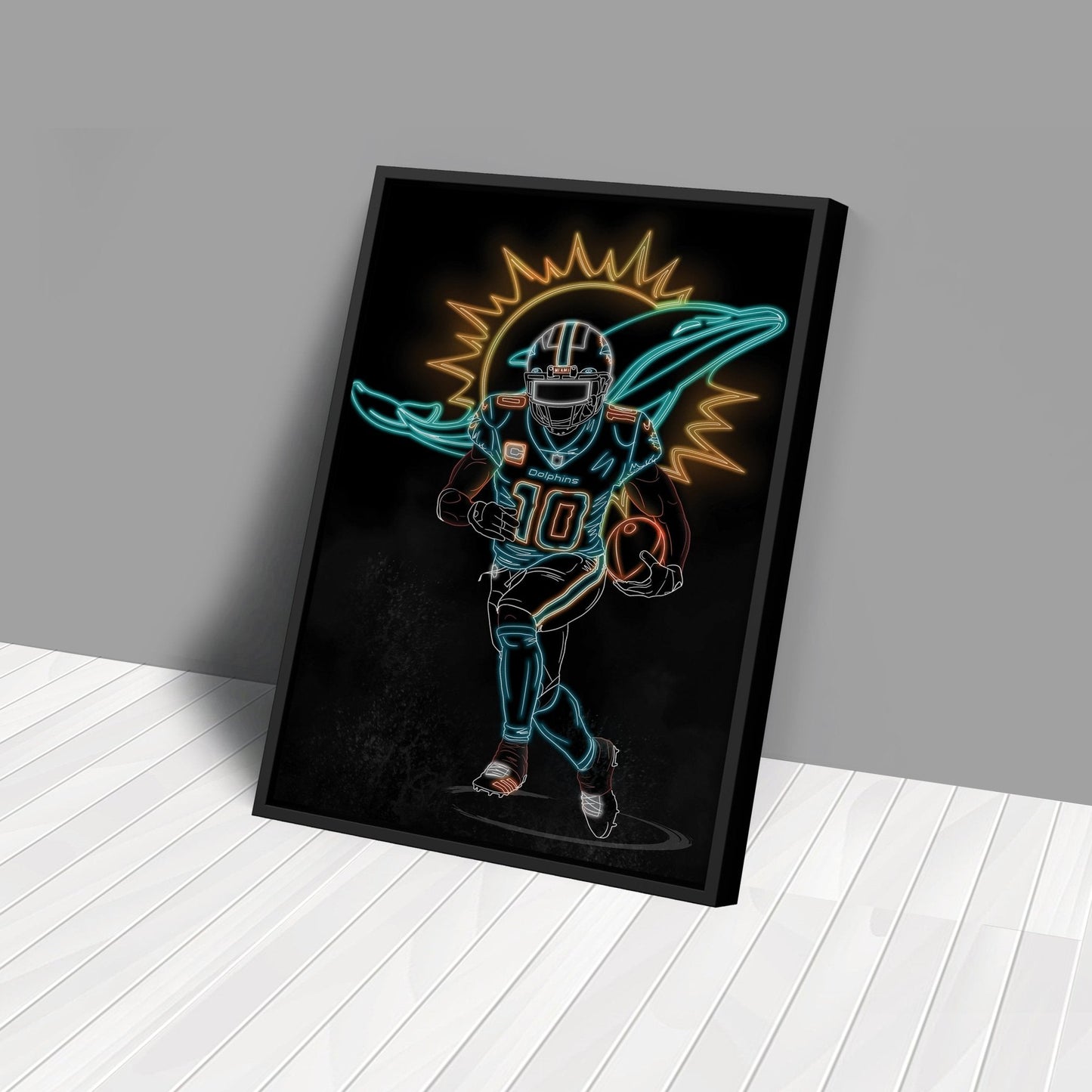 Tyreek Hill Neon Canvas Art | Dolphins Wall Decor