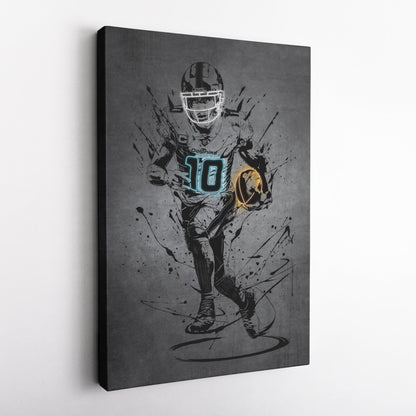 Tyreek Hill Neon Canvas Art | Modern Wall Decor for Dolphins Fans