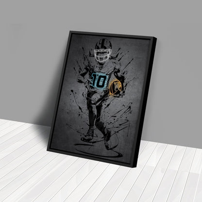 Tyreek Hill Neon Canvas Art | Modern Wall Decor for Dolphins Fans