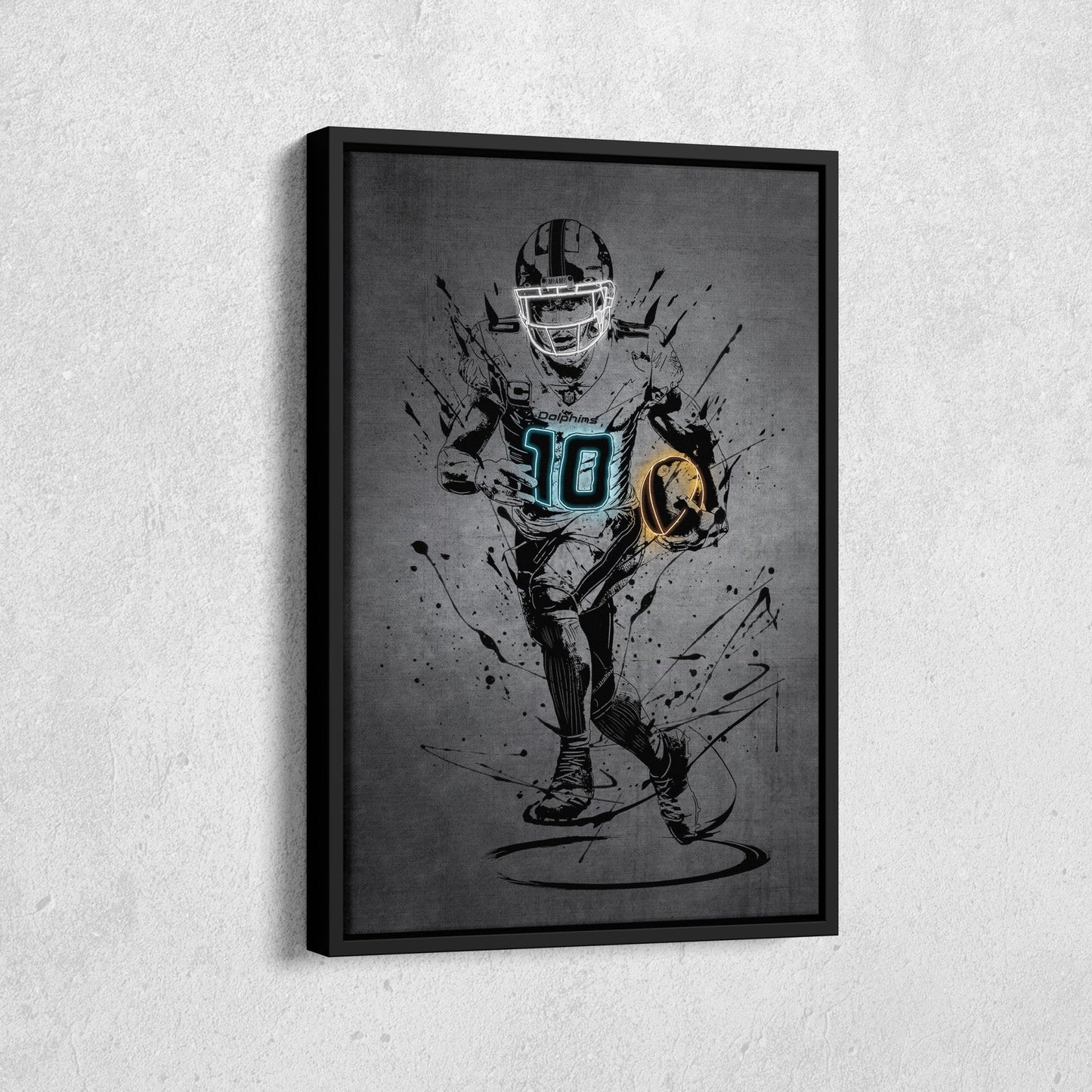 Tyreek Hill Neon Canvas Art | Modern Wall Decor for Dolphins Fans