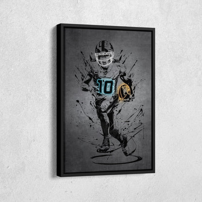Tyreek Hill Neon Canvas Art | Modern Wall Decor for Dolphins Fans
