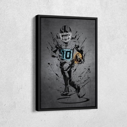 Tyreek Hill Neon Canvas Art | Modern Wall Decor for Dolphins Fans
