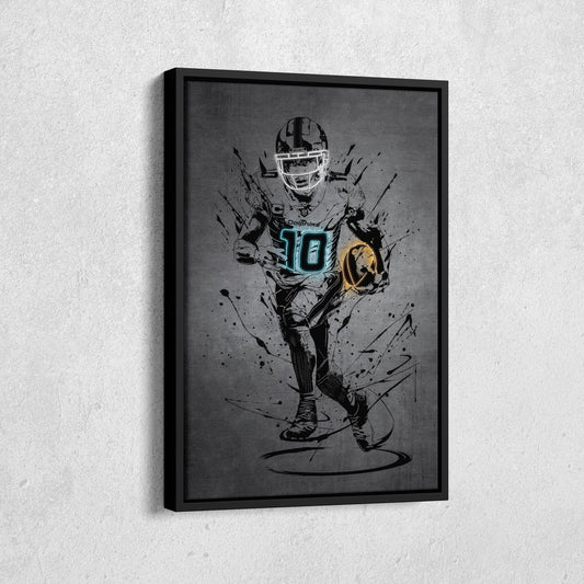 Tyreek Hill Neon Canvas Art | Modern Wall Decor for Dolphins Fans