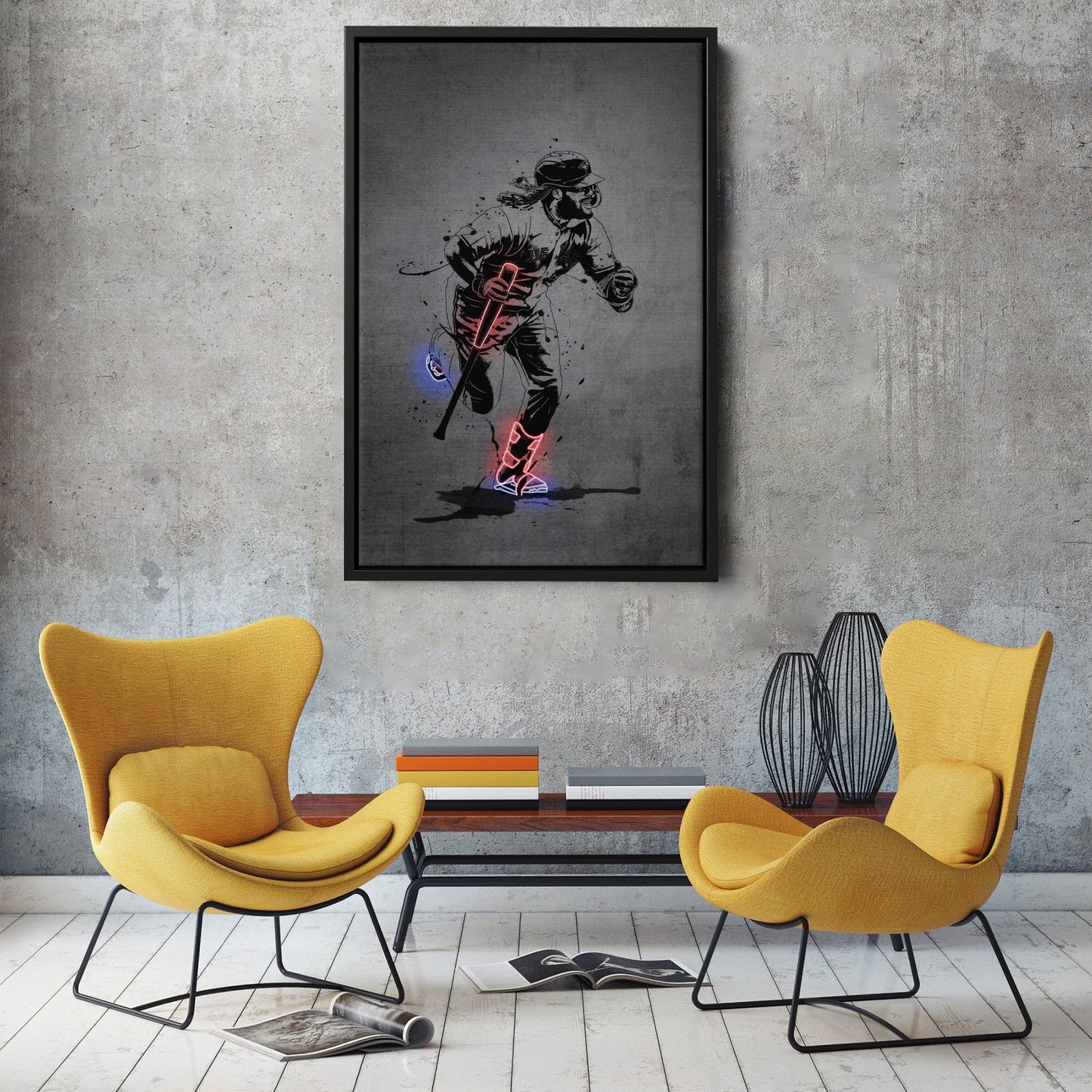 Vladimir Guerrero Jr Neon Canvas Art | Modern Wall Decor for Blue Jays Fans