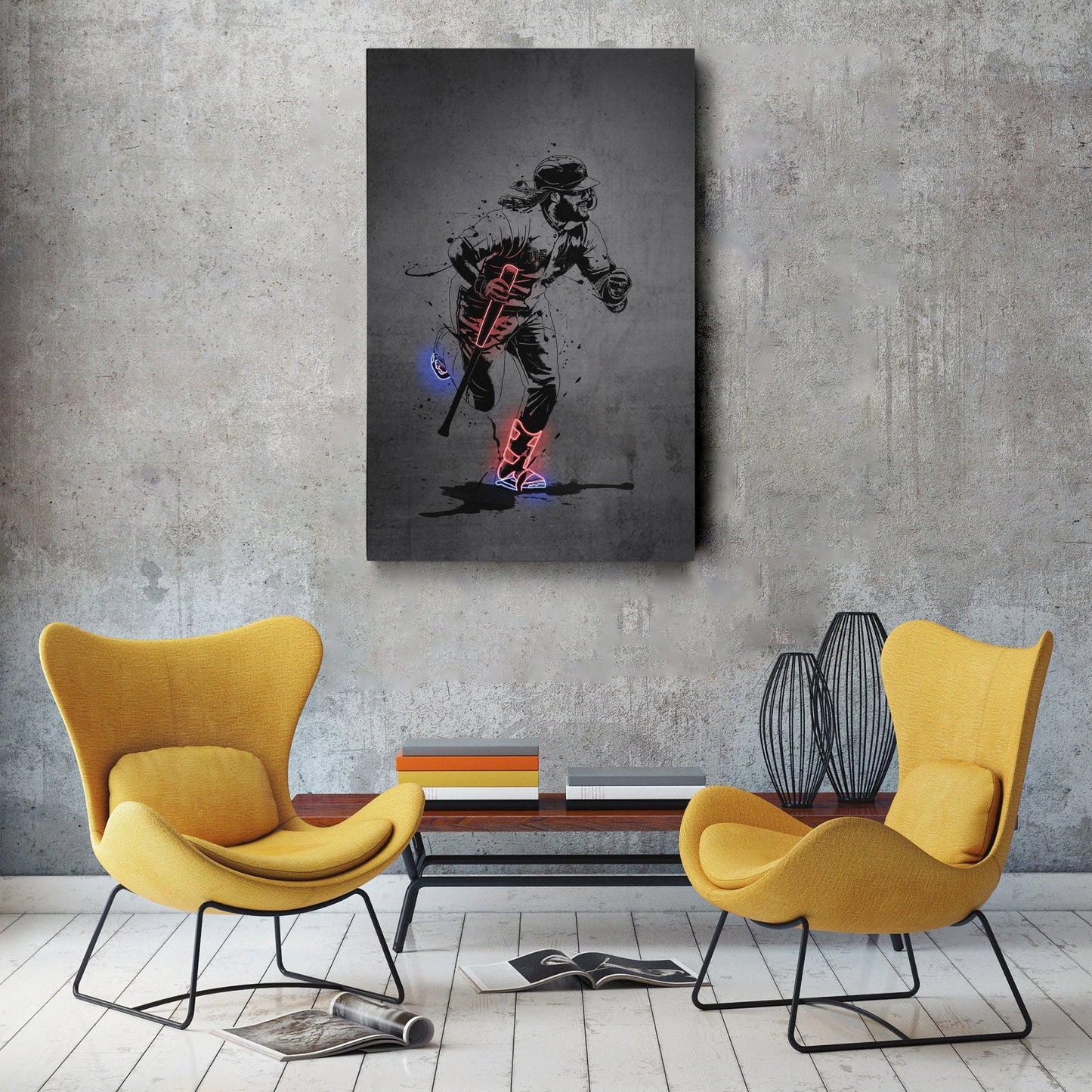 Vladimir Guerrero Jr Neon Canvas Art | Modern Wall Decor for Blue Jays Fans