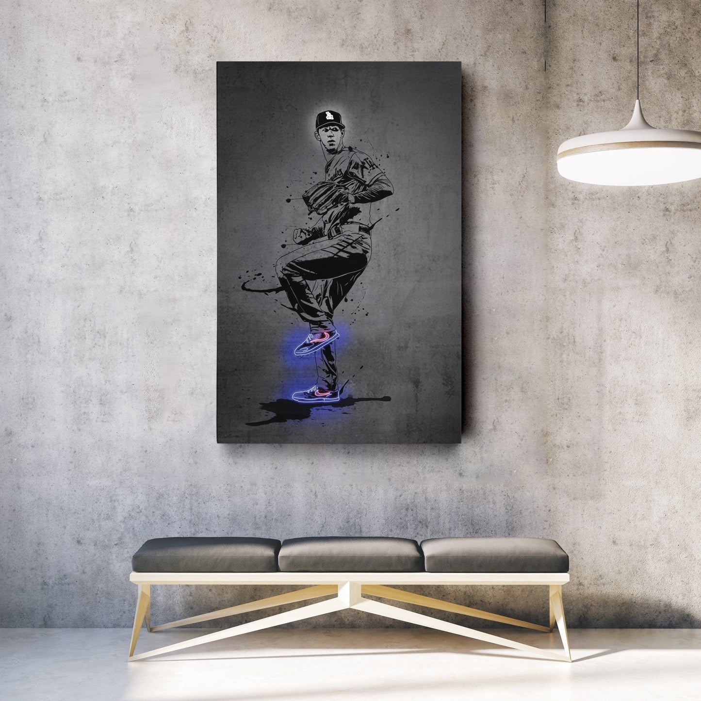 Walker Buehler Neon Canvas Art | Modern Wall Decor for Dodgers Fans
