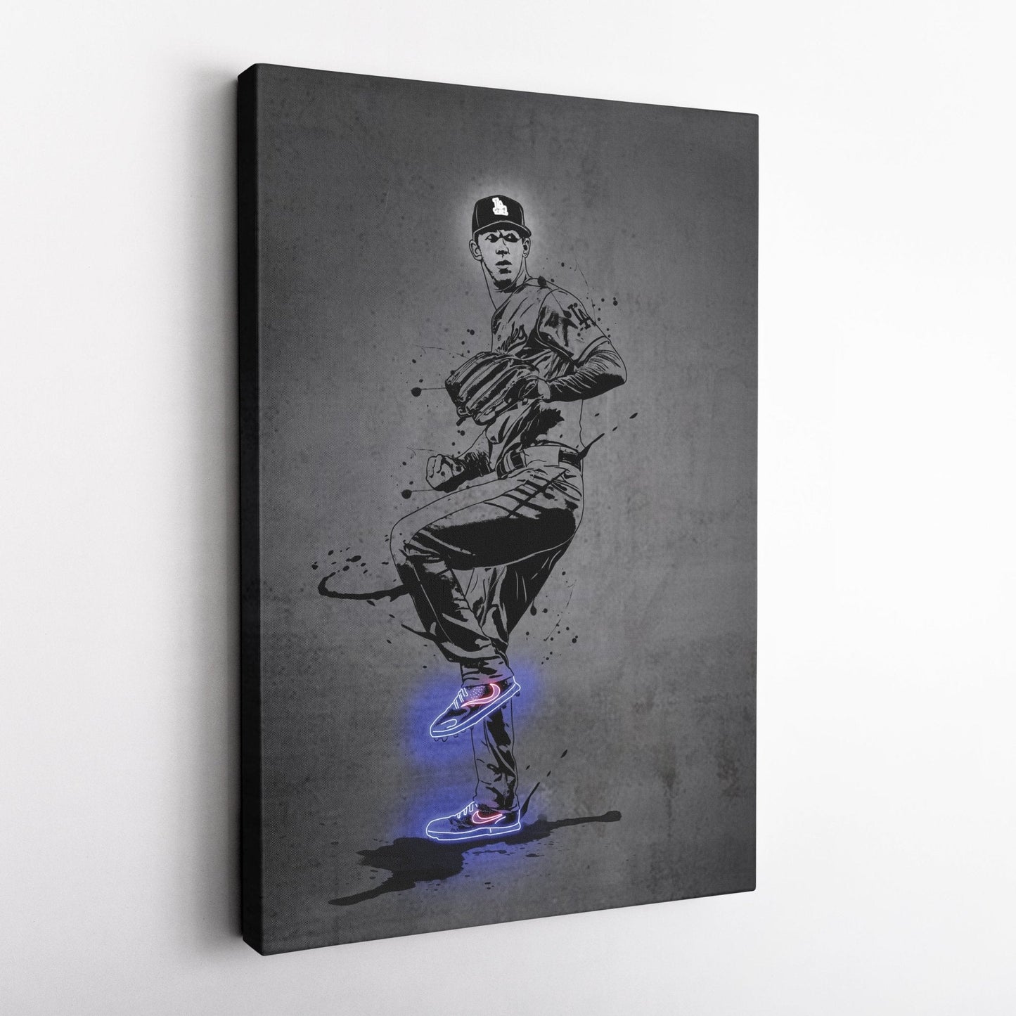 Walker Buehler Neon Canvas Art | Modern Wall Decor for Dodgers Fans