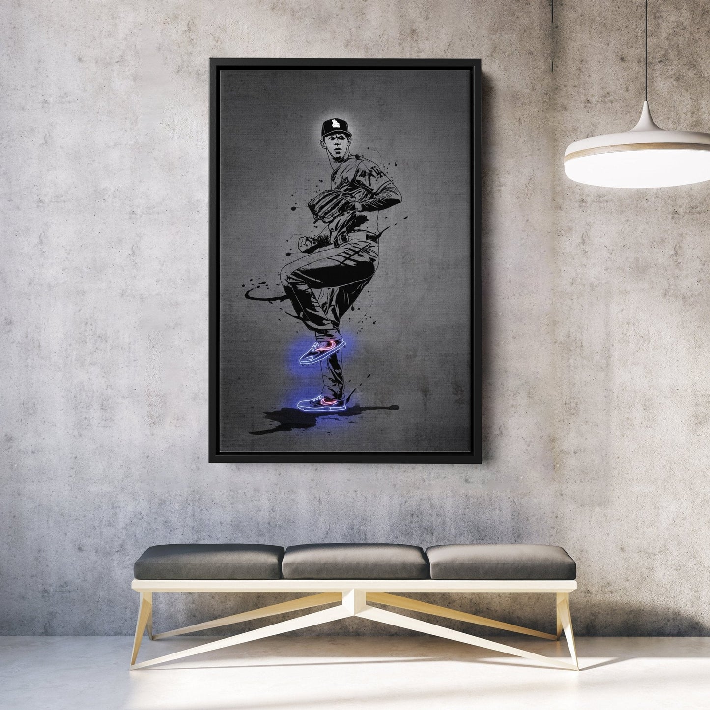 Walker Buehler Neon Canvas Art | Modern Wall Decor for Dodgers Fans