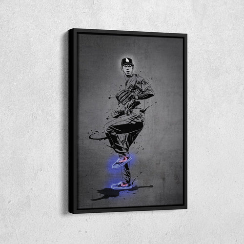 Walker Buehler Neon Canvas Art | Modern Wall Decor for Dodgers Fans