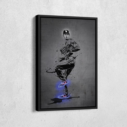 Walker Buehler Neon Canvas Art | Modern Wall Decor for Dodgers Fans