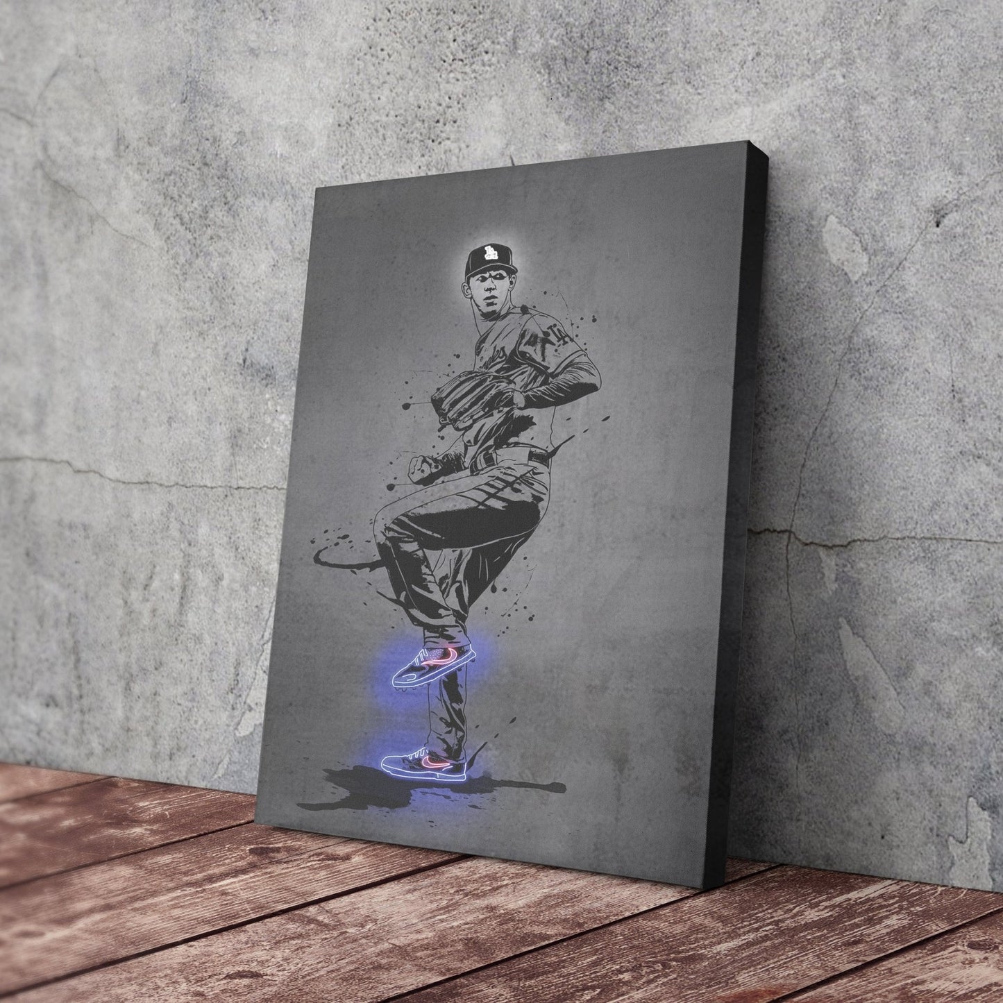 Walker Buehler Neon Canvas Art | Modern Wall Decor for Dodgers Fans