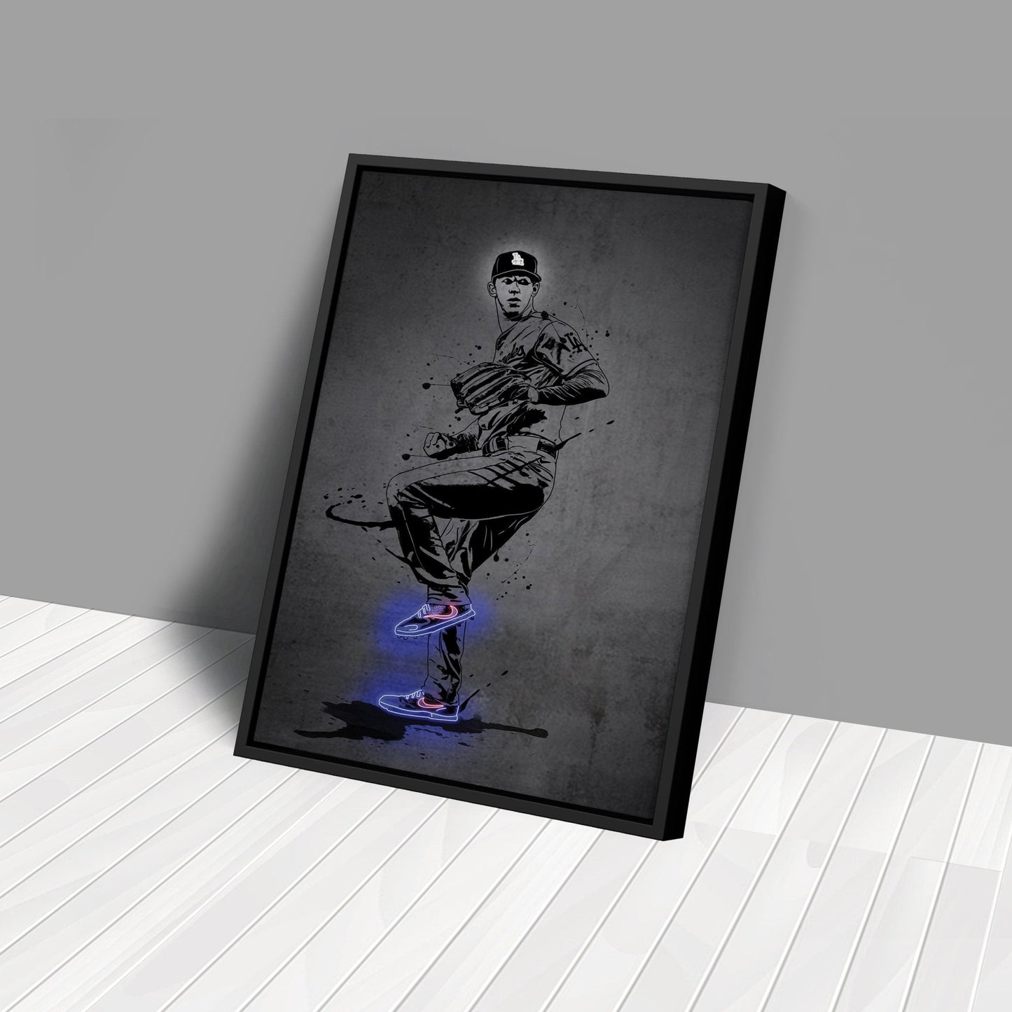 Walker Buehler Neon Canvas Art | Modern Wall Decor for Dodgers Fans