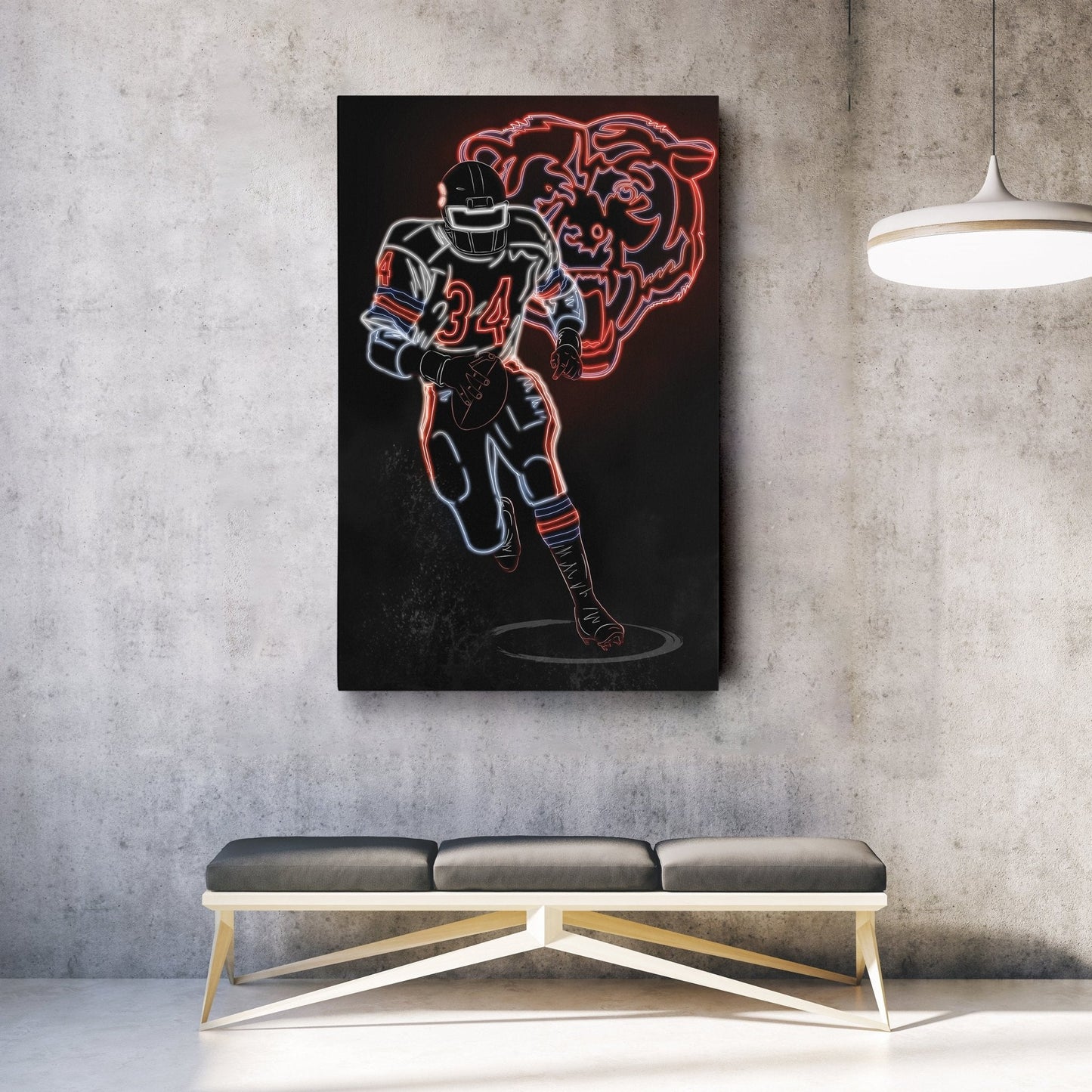 Walter Payton Neon Canvas Art | Bears Wall Decor