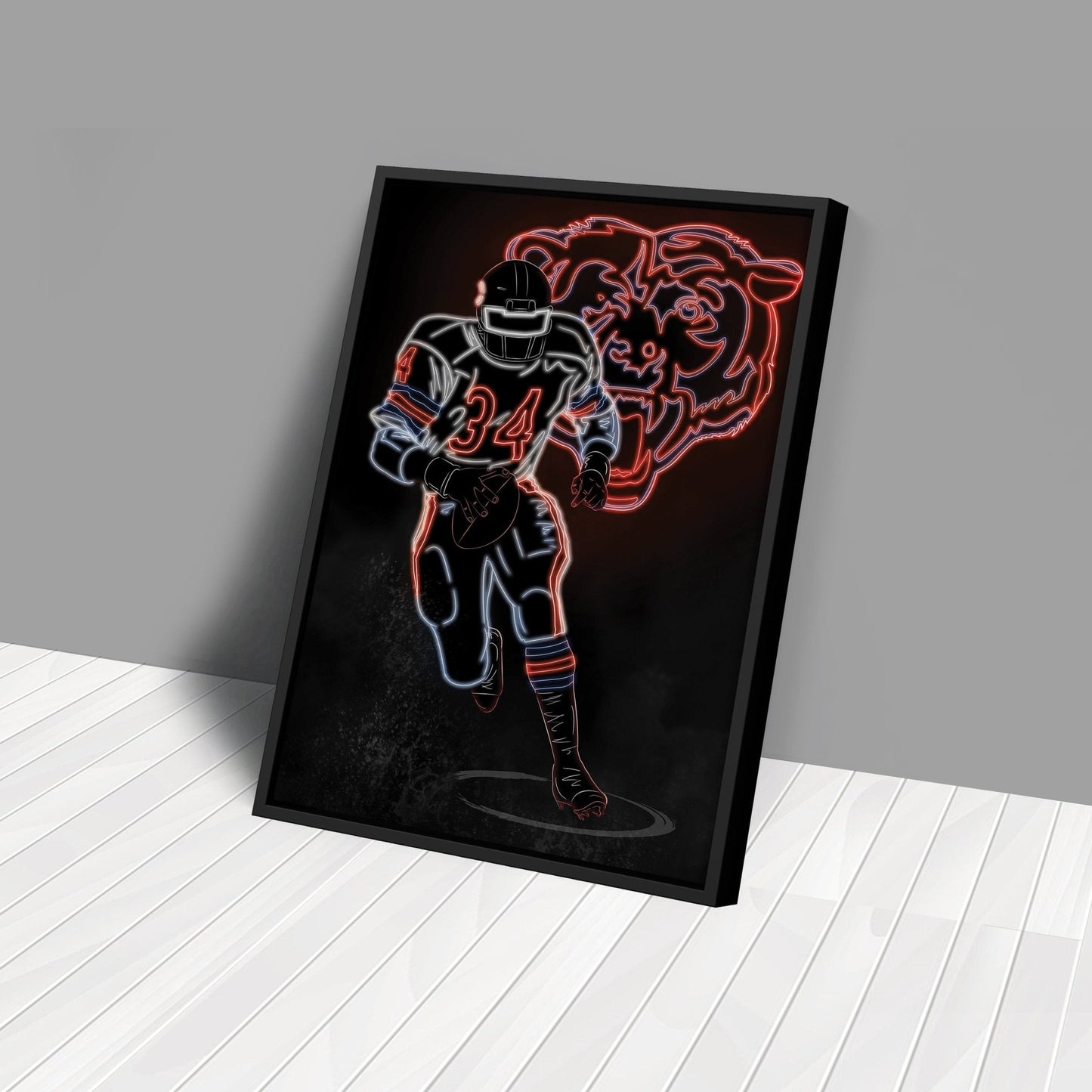 Walter Payton Neon Canvas Art | Bears Wall Decor