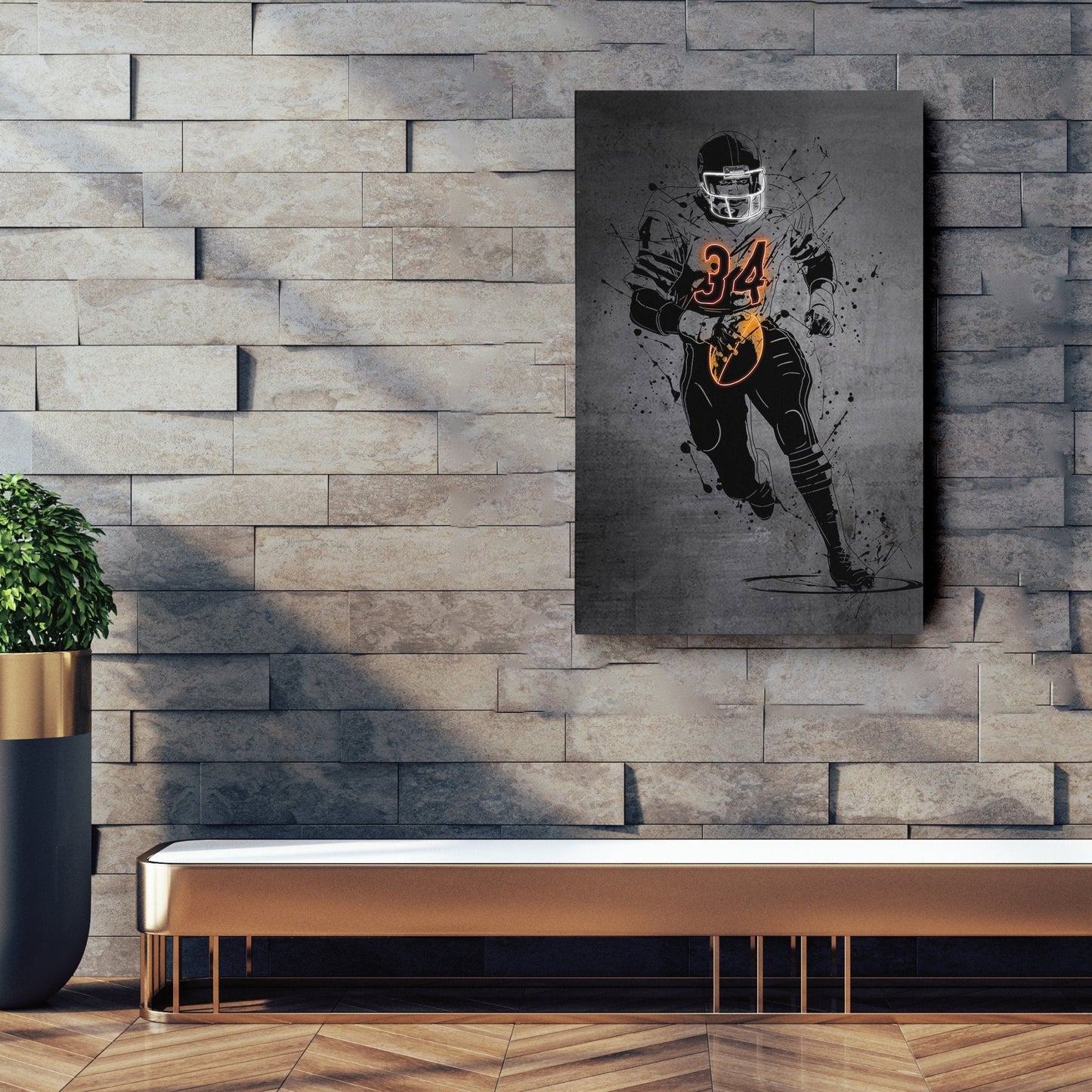 Walter Payton Neon Canvas Art | Modern Wall Decor for Bears Fans