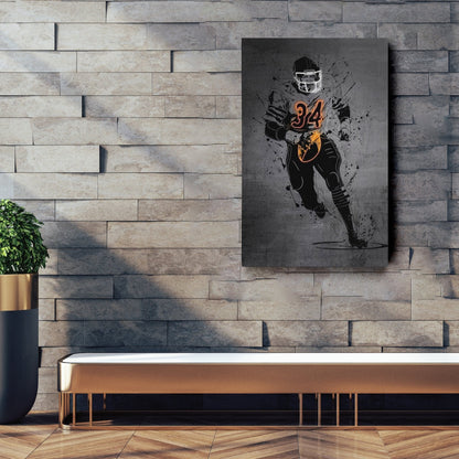 Walter Payton Neon Canvas Art | Modern Wall Decor for Bears Fans