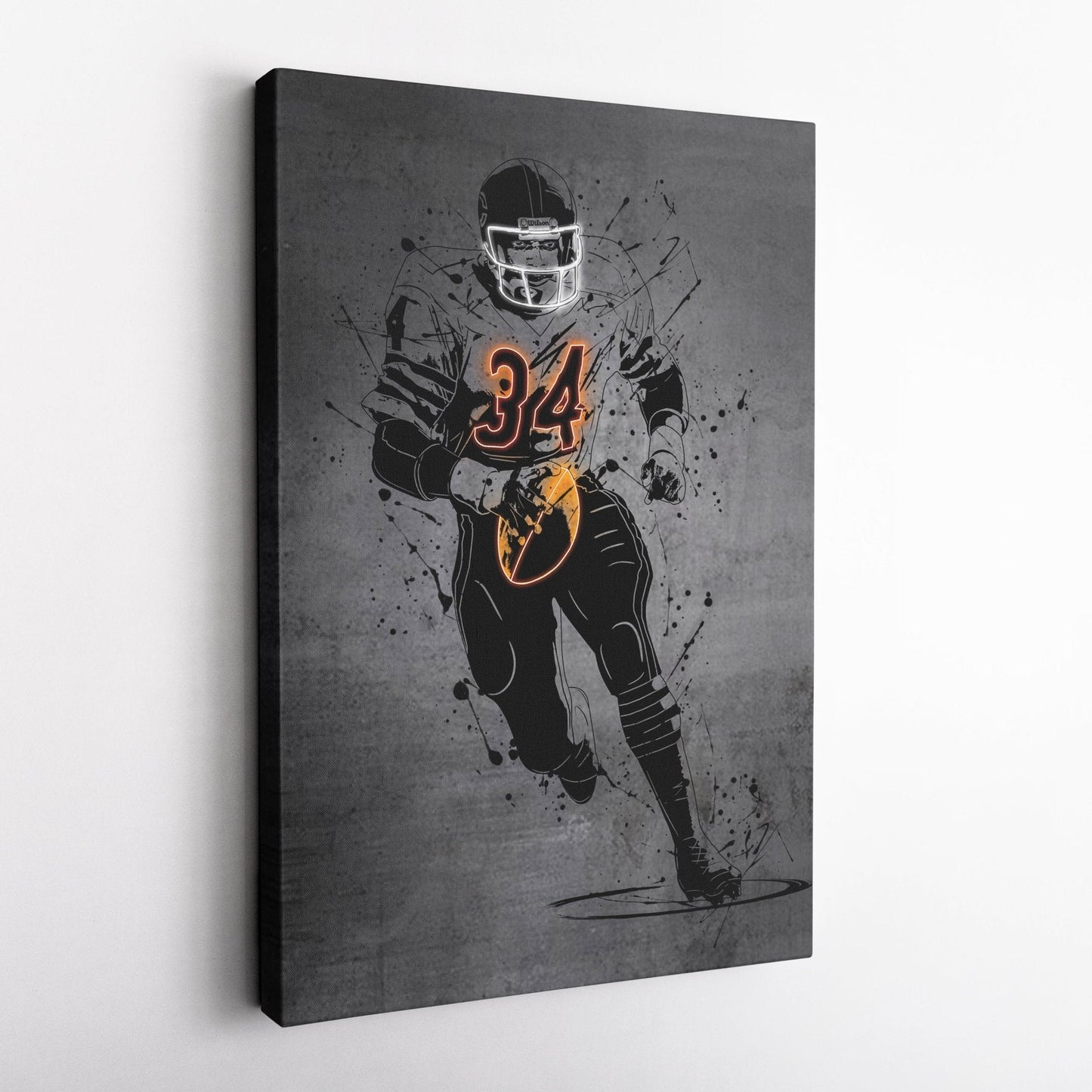 Walter Payton Neon Canvas Art | Modern Wall Decor for Bears Fans