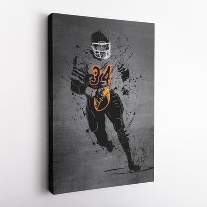 Walter Payton Neon Canvas Art | Modern Wall Decor for Bears Fans
