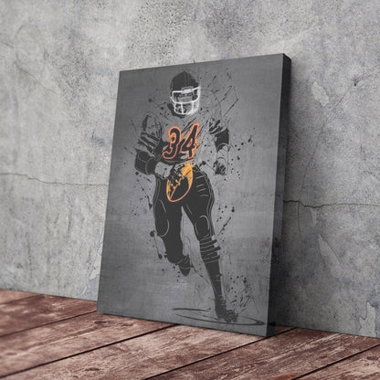 Walter Payton Neon Canvas Art | Modern Wall Decor for Bears Fans