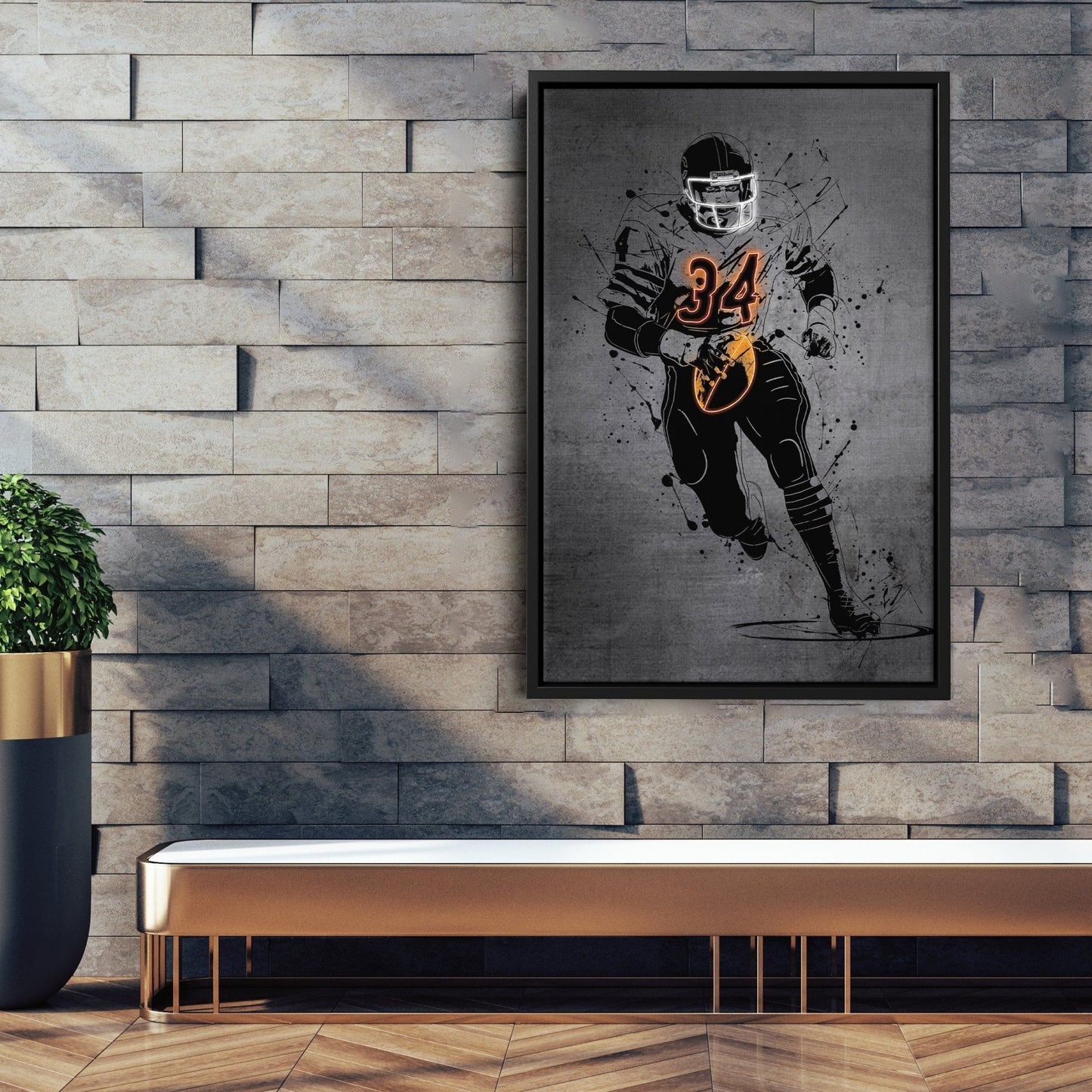 Walter Payton Neon Canvas Art | Modern Wall Decor for Bears Fans