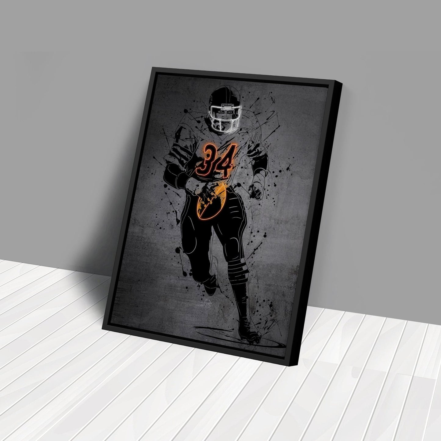 Walter Payton Neon Canvas Art | Modern Wall Decor for Bears Fans